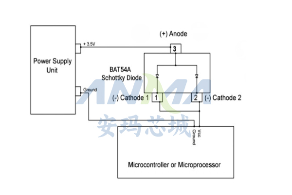 BAT54A Schottky Diode Pin Configuration_Specifications_Typical Circuit